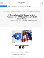 If Trump Seizes XRP Escrow for U.S. Treasury, Here XRP Price When U.S. Debt Could Vanish