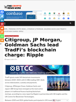 Citigroup, JP Morgan, Goldman Sachs lead TradFi's blockchain charge: Ripple - The Crypto News Wire