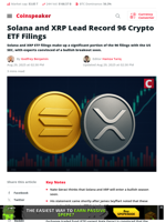 Solana and XRP Lead Record 96 Crypto ETF Filings - Coinspeaker