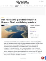 Iran rejects US 'parallel corridor' in Hormuz Strait amid rising tensions