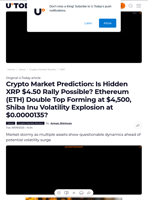 Crypto Market Prediction: Is Hidden XRP $4.50 Rally Possible? Ethereum (ETH) Double Top Forming at $4,500, Shiba Inu Volatility Explosion at $0.0000135? - U.Today