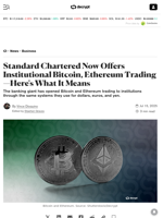 Standard Chartered Now Offers Institutional Bitcoin, Ethereum Trading—Here's What It Means - Decrypt