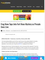 Frog Knox Taps Into Fort Knox Mystery as Presale Goes Live
