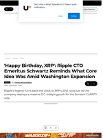 'Happy Birthday, XRP': Ripple CTO Emeritus Schwartz Reminds What Core Idea Was Amid Washington Expansion - U.Today