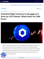 Chainlink Might Continue to Struggle as It Aims for $15.5 Retest: What’s Next for LINK Price?