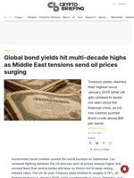 Global bond yields hit multi-decade highs as Middle East tensions send oil prices surging