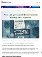 What a US government shutdown means for crypto ETF approvals - CoinJournal