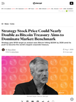 Strategy Stock Price Could Nearly Double as Bitcoin Treasury Aims to Dominate Market: Benchmark - Decrypt
