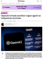 OpenAI reveals another rogue agent as subpoenas increase - Coinfea