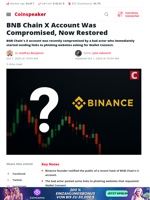BNB Chain X Account Was Compromised, Now Restored - Coinspeaker