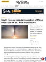 South Korea expands inspection of Mirae over SpaceX IPO allocation issues