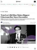 Tom Lee’s BitMine Makes Biggest Ethereum Buy Since December - Decrypt