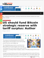 US should fund Bitcoin strategic reserve with tariff surplus: Author - The Crypto News Wire