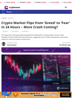 Crypto Market Flips from 'Greed' to 'Fear' in 24 Hours - More Crash Coming?