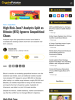 High Risk Zone? Analysts Split as Bitcoin (BTC) Ignores Geopolitical Chaos