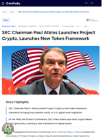 SEC Chairman Paul Atkins Launches Project Crypto, Launches New Token Framework