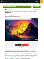 MARA Bitcoin mining hits record high of $752M, as Bitcoin rises to $112k