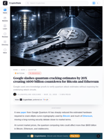 Google's quantum breakthrough exposes over $ $600 billion in Bitcoin and Ethereum to risk