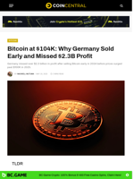 Bitcoin at $104K: Why Germany Sold Early and Missed $2.3B Profit - CoinCentral