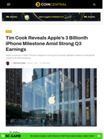 Tim Cook Reveals Apple’s 3 Billionth iPhone Milestone Amid Strong Q3 Earnings - CoinCentral