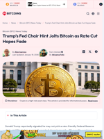 Trump’s Fed Chair Hint Jolts Bitcoin as Rate Cut Hopes Fade - 99Bitcoins