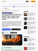 Strategy STRC Pays Farmer's Father 11.5% Yield, Critics Call It a Bitcoin Bait and Switch