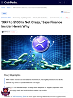 ‘XRP to $100 Is Not Crazy,’ Says Finance Insider Here’s Why