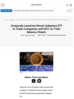 Grayscale Launches Bitcoin Adopters ETF to Track Companies with BTC on Their Balance Sheets