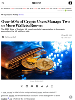 Over 60% of Crypto Users Manage Two or More Wallets: Reown - Decrypt