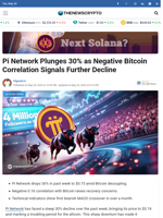 Pi Network Plunges 30% as Negative Bitcoin Correlation Signals Further Decline