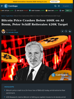 Bitcoin Price Crashes Below $66K on AI Boom, Peter Schiff Reiterates $20K Target