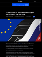 EU sanctions to Russia include crypto platforms for the first time
