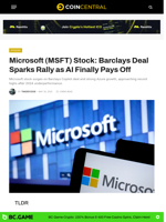 Microsoft (MSFT) Stock: Barclays Deal Sparks Rally as AI Finally Pays Off - CoinCentral