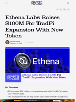 Ethena Labs Raises $100M For TradFi Expansion With New Token – CryptoNinjas