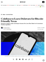 Coinbase to Leave Delaware for Bitcoin-Friendly Texas - Decrypt