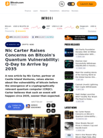Nic Carter Raises Concerns on Bitcoin's Quantum Vulnerability: Q-Day to Arrive by 2035 – Crypto News Bitcoin News