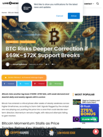 BTC Risks Deeper Correction if $69K–$72K Support Breaks | Live Bitcoin News