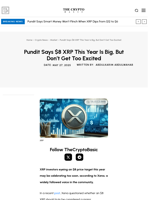 Pundit Says $8 XRP This Year Is Big, But Don’t Get Too Excited