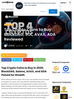 Top Crypto Coins to Buy: BlockDAG, SOL, AVAX, ADA Reviewed | Live Bitcoin News