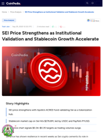 SEI Price Strengthens as Institutional Validation and Stablecoin Growth Accelerate