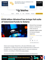 $159 billion WisdomTree brings full suite of tokenized funds to Solana