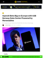 OpenAI Bets Big on Europe with $2B Norway Data Center Powered by Renewables - CoinCentral