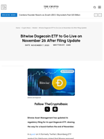 Bitwise Dogecoin ETF to Go Live on November 26 After Filing Update