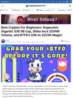 Best Cryptos For Beginners: Dogecoin’s Gigantic $38.9B Cap, Shiba Inu’s $269M Volume, and BTFD’s $3K-to-$225K Magic! - TheNewsCrypto
