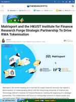 Matrixport and the HKUST Institute for Finance Research Forge Strategic Partnership To Drive RWA Tokenisation 