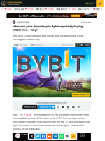 Ethereum price drops despite Bybit reportedly buying $700M ETH — Why?