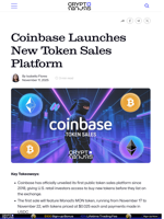 Coinbase Launches New Token Sales Platform