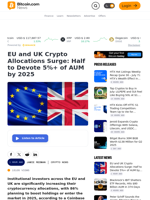 EU and UK Crypto Allocations Surge: Half to Devote 5%+ of AUM by 2025 – Crypto News Bitcoin News