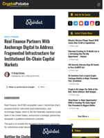 Real Finance Partners With Anchorage Digital to Address Fragmented Infrastructure for Institutional On-Chain Capital Markets