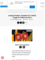 Analyst Predicts Timeline for 11,600% Surge for Shiba Inu Price